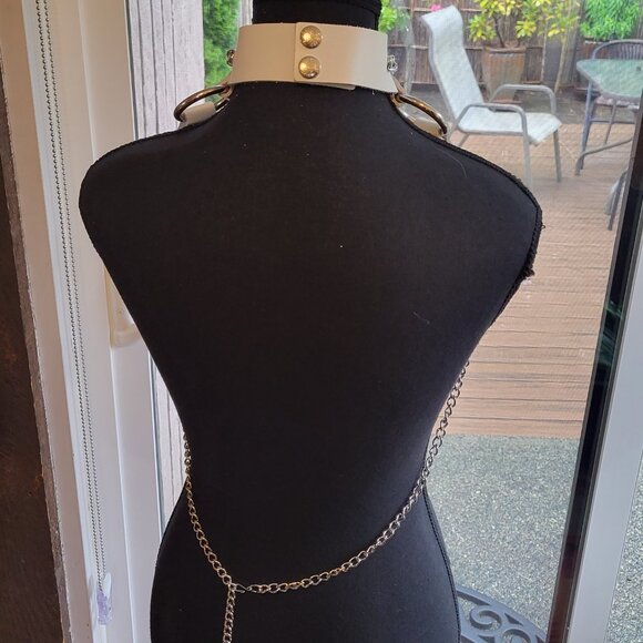 Goth Chain Leather Body Harness Necklace Cosplay Festival Bra - Picture 5 of 9